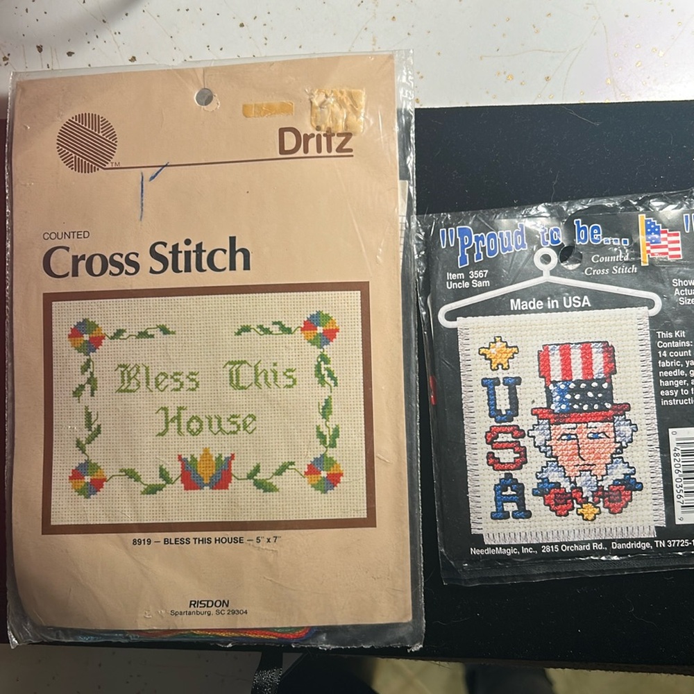 Two DIY Counted Cross Stitch Kits
